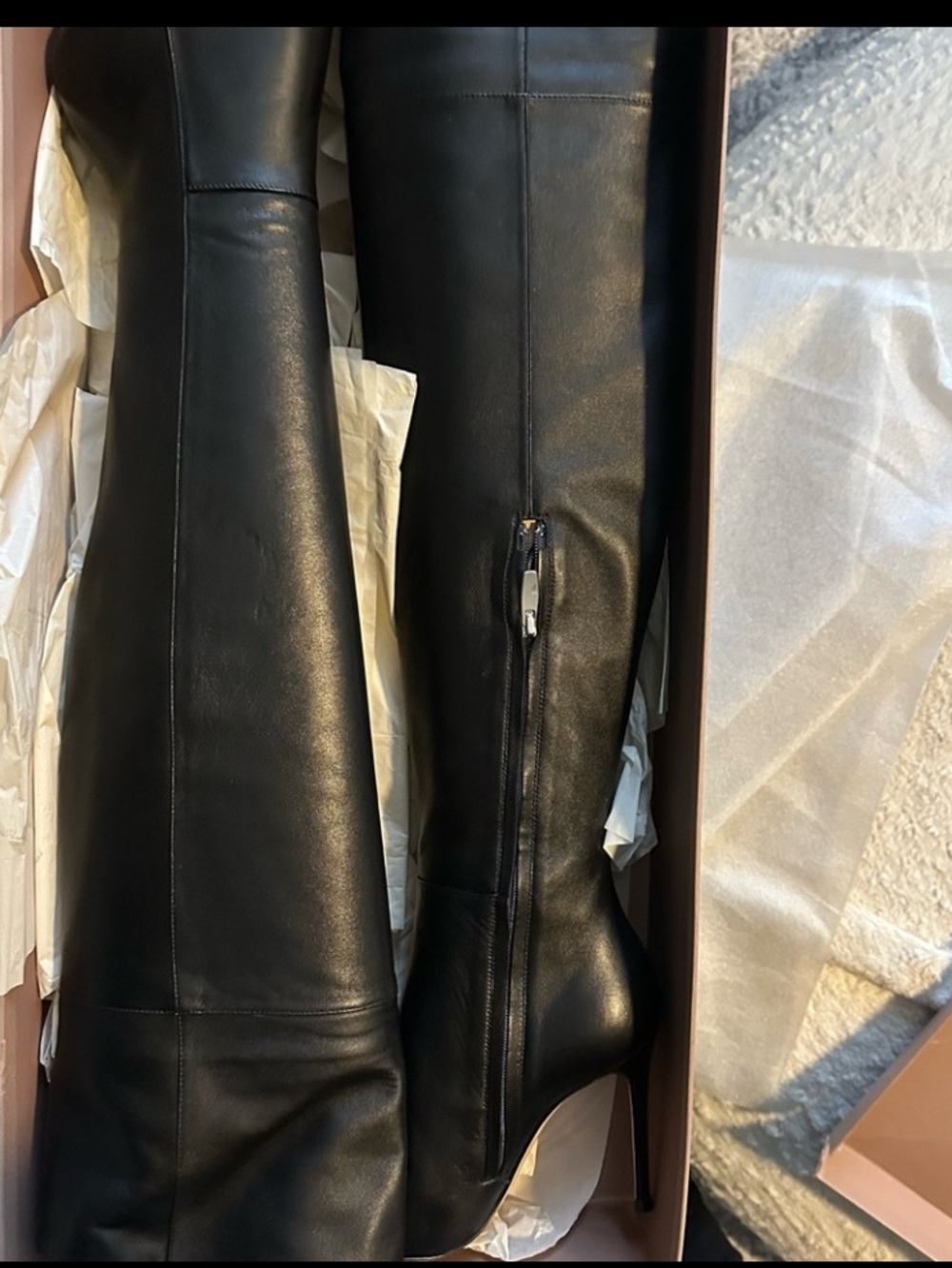 Gianvito Rossi Bea Cuissard Black Leather Thigh-High Boots – Tried On Only –